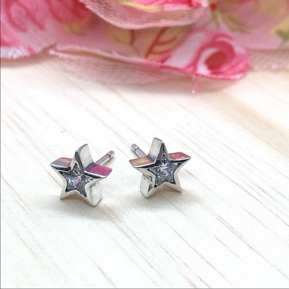 Sterling Silver 925 Star Stud Earrings - Picture 2 of 6